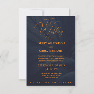 Invitación Elegante Boda de la Marina y el Oro