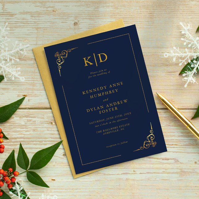 Invitación Elegante Boda de la Marina y el Oro (Subido por el creador)