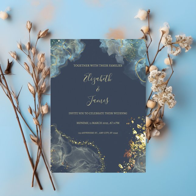 Invitación Elegante Boda de la Marina y el Oro (Subido por el creador)