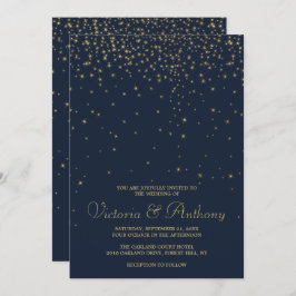 Invitación Elegante Boda de la Marina y las Estrellas de Oro