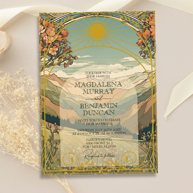 Invitación Elegante Boda de la Naturaleza Art Nouveau Deco (Subido por el creador)