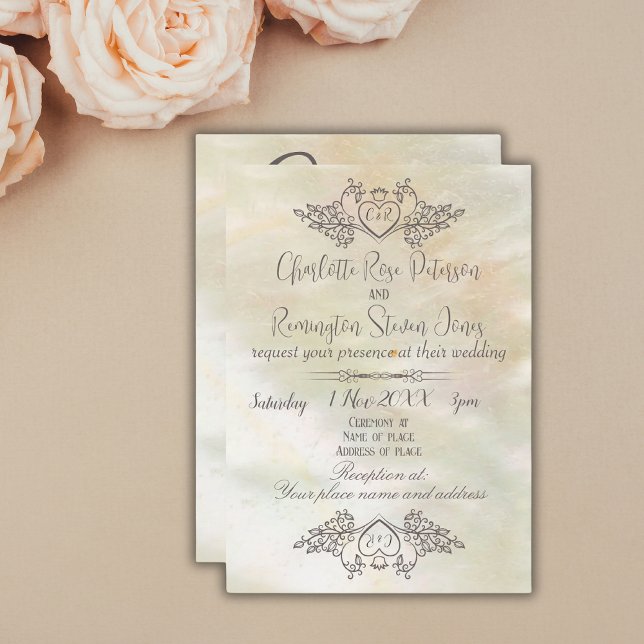 Invitación Elegante Boda de la Perla Madre de Perla (Subido por el creador)