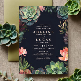 Invitación Elegante Boda de la planta botánica oscura