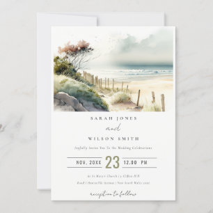 Invitación Elegante Boda de la playa de arena dorada de la co