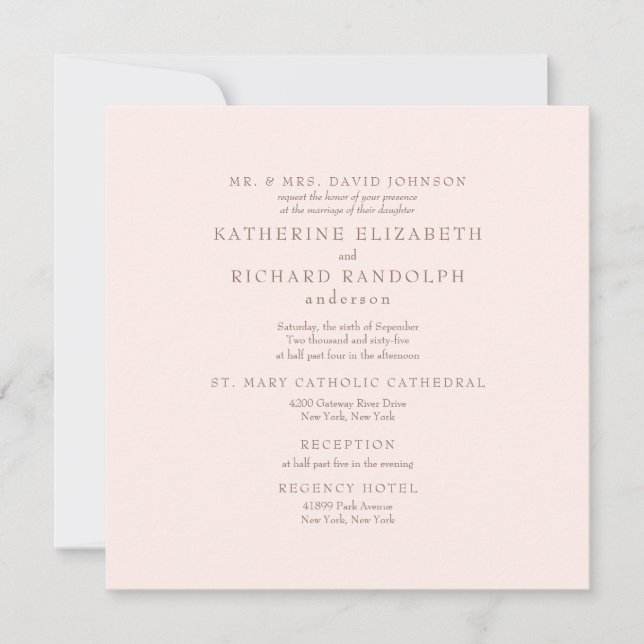 Invitación Elegante Boda de la Plaza de la Plaza Rubor 2 (Anverso)