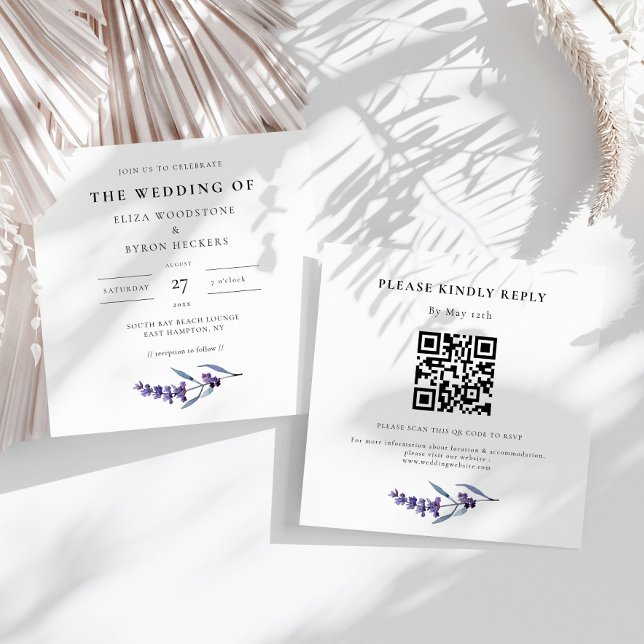 Invitación Elegante Boda de la plaza de Lavanda Floral (Subido por el creador)