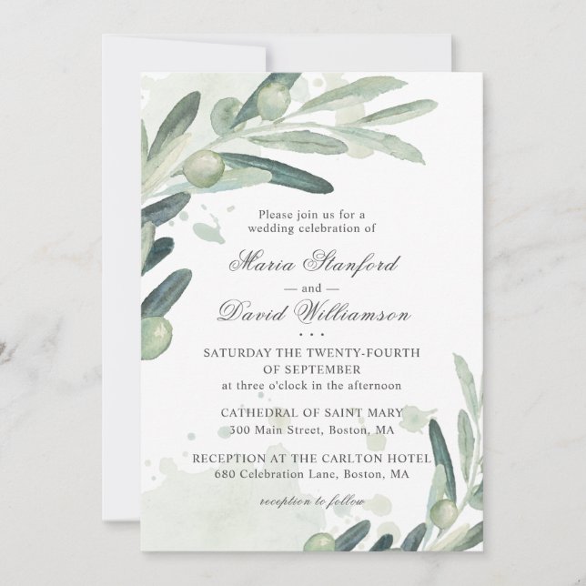 Invitación Elegante Boda de la Rama de la Rama de la Rama de  (Anverso)