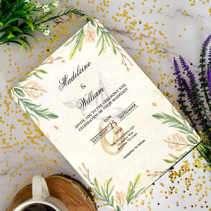 Invitación Elegante Boda de la vegetación botánica Dove & Rin