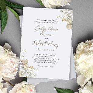 Invitación Elegante Boda de la vegetación con guión azul