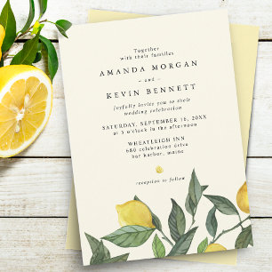 Invitación Elegante Boda de la vegetación de cítricos limoner