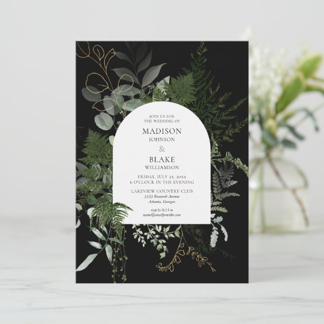 Invitación Elegante Boda de la vegetación de los bosques salv (Anverso de pie)