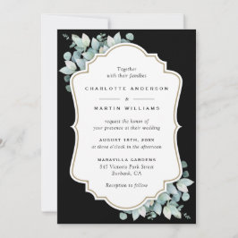 Invitación Elegante Boda de la vegetación del eucalipto negro