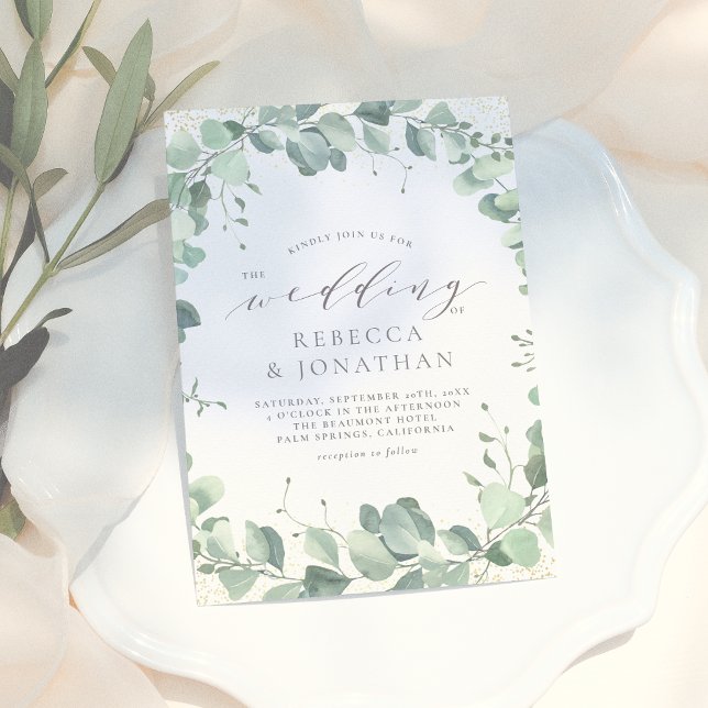 Invitación Elegante Boda de la vegetación del Eucaliptus verd (Subido por el creador)