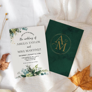 Invitación Elegante Boda de la vegetación esmeralda