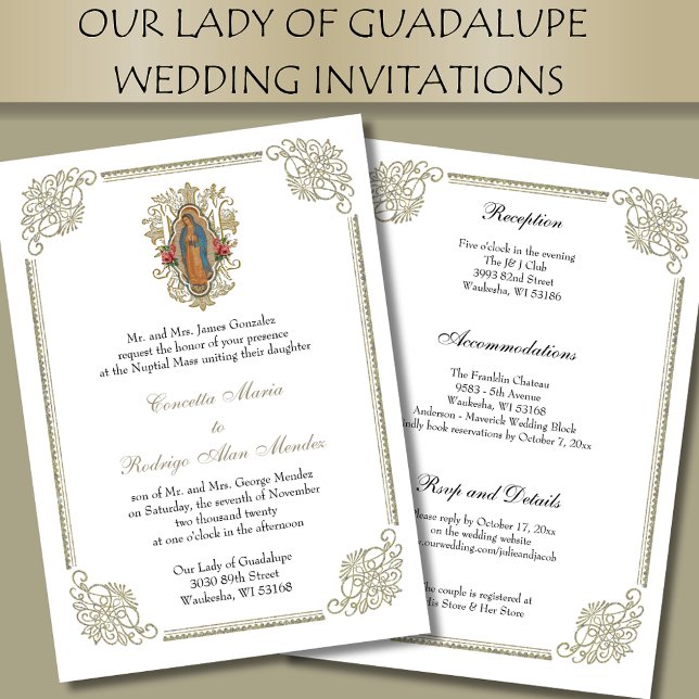 Invitación Elegante Boda de la Virgen Católica Guadalupe (Subido por el creador)