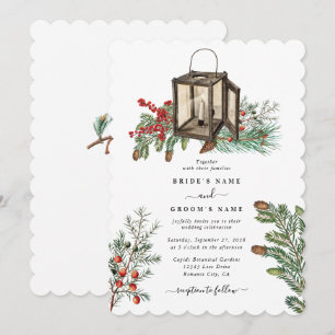 Invitación Elegante Boda de Lantern de Pine Trees Rustic Invi