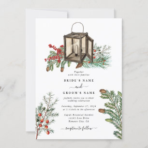 Invitación Elegante Boda de Lantern de Pine Trees Rustic Invi