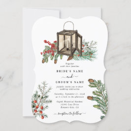 Invitación Elegante Boda de Lantern de Pine Trees Rustic Invi