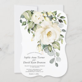 Invitación Elegante Boda de las flores de color crema blanco