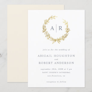 Invitación Elegante Boda de las Iniciales de la Guerra de Oro