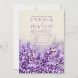 Invitación Elegante Boda de Lavanda Botánica Rústica Floral