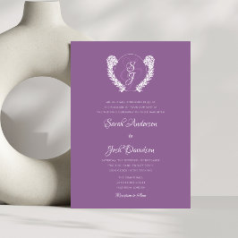 Invitación Elegante Boda de lavanda de monograma floral