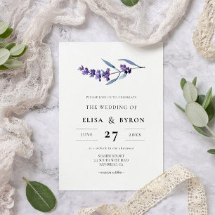 Invitación Elegante boda de lavanda floral