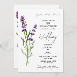 Invitación Elegante Boda de lavanda floral Minimalista