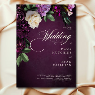 Invitación Elegante Boda de Lavanda y escritura floral de Bor