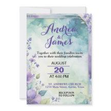 Elegante boda de lavanda y verde mar pastel