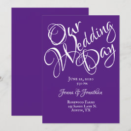Invitación Elegante Boda de Letra Púrpura