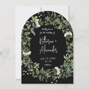 Invitación Elegante boda de Lily Floral Negra