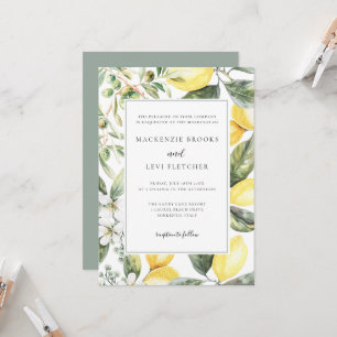 Invitación Elegante Boda de limón de jardín mediterráneo