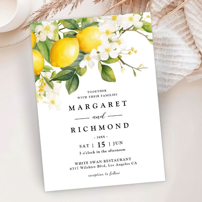Invitación Elegante Boda de limón mediterráneo moderno (Subido por el creador)