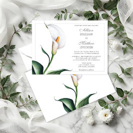 Invitación Elegante Boda de Lirio de Calla Blanca de Marfil