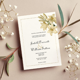 Invitación Elegante boda de lirio floral de oro blanco boho