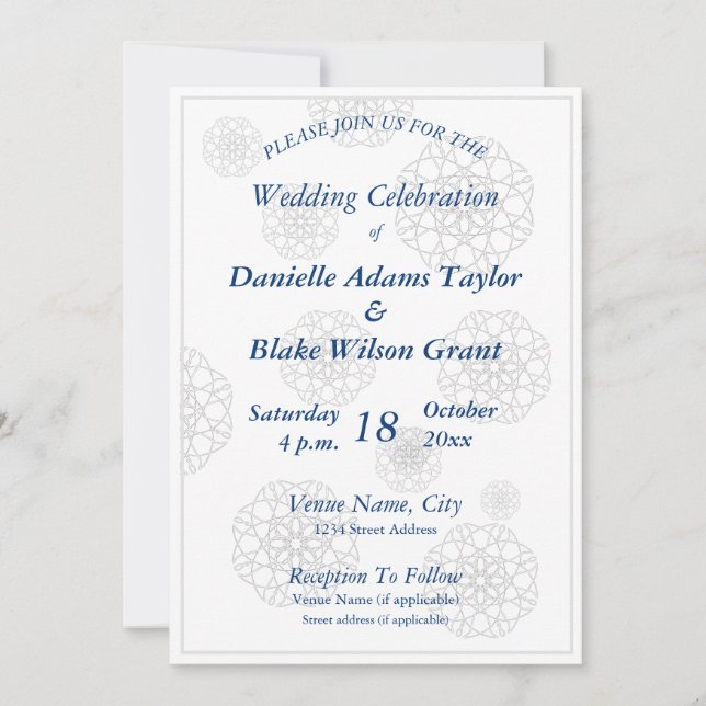 Invitación Elegante Boda de Mandala de la Armada de Ilusión y (Anverso)
