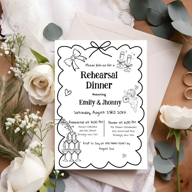 Invitación Elegante Boda de mano para el ensayo de la cena in (Subido por el creador)