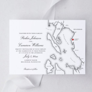 Invitación Elegante Boda de Mapa de Lairmont Manor Bellingham