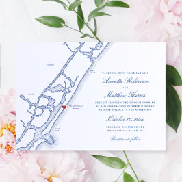 Invitación Elegante Boda de Mapa de Wrightsville Beach NC
