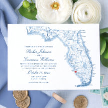 Elegante Boda de mapas de Nápoles Florida