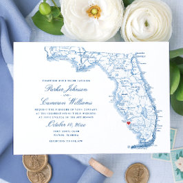 Invitación Elegante Boda de mapas de Nápoles Florida