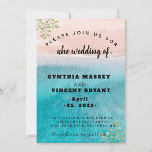Invitación Elegante boda de mar abierto y cielo en modo playa