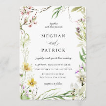 Elegante Boda de marco botánico de flores silvestr