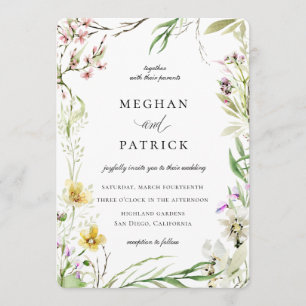 Invitación Elegante Boda de marco botánico de flores silvestr