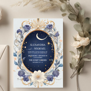 Invitación Elegante Boda de Marco Celestial Acuarela Estrella