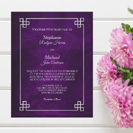 Invitación Elegante Boda de marco color púrpura plateado