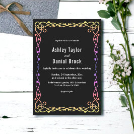 Invitación Elegante Boda De Marco De Color Negro Y Blanco Bri