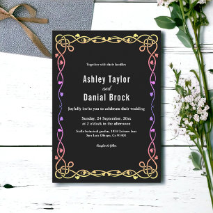 Invitación Elegante Boda De Marco De Color Negro Y Blanco Bri