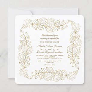 Invitación Elegante Boda de marco de cuero dorado